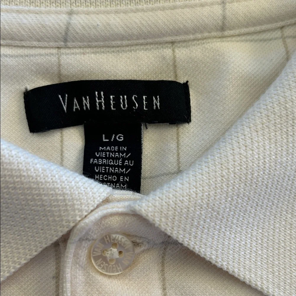Van Heusen Cream Checkered Polo Shirt
